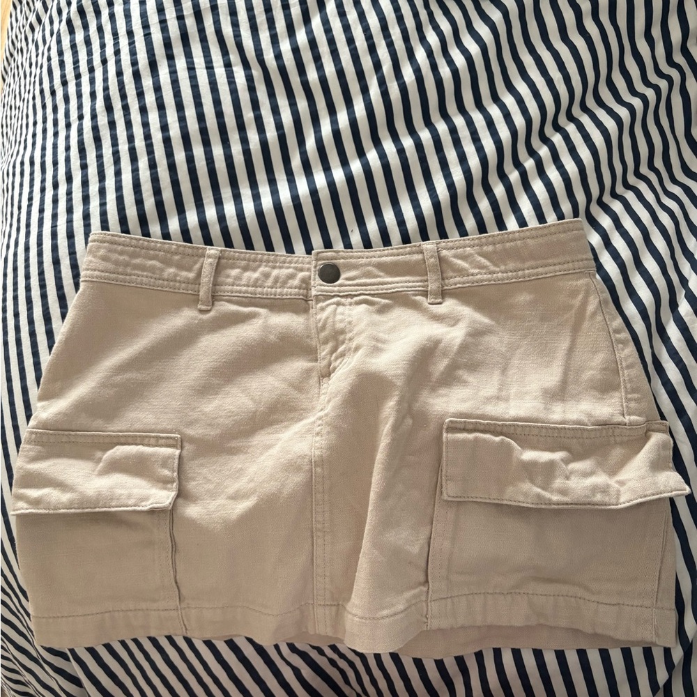 Women's Tan Cargo Mini Skirt